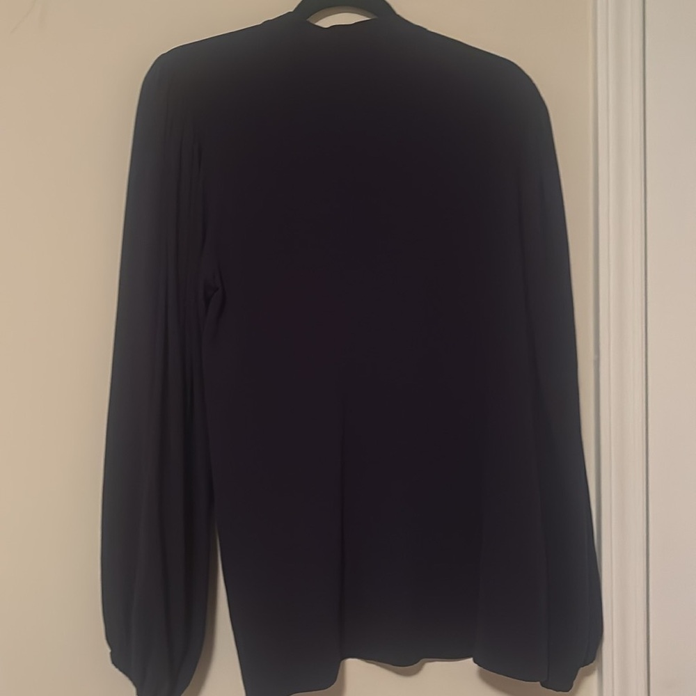 EUC Elizabeth and James navy blue tie blouse, size medium